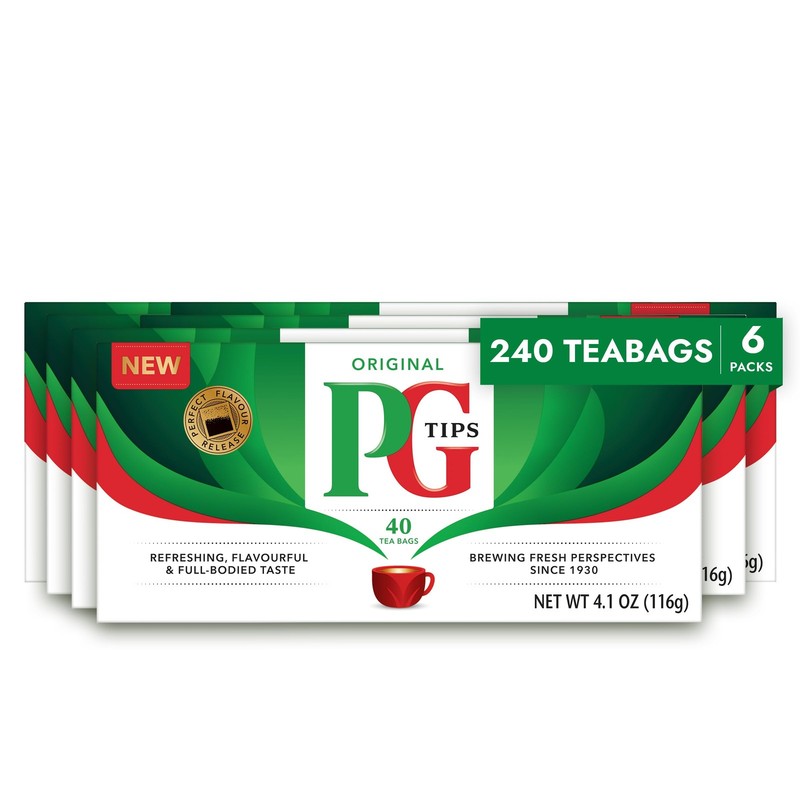 Pg Tips Black Tea For a Classic Caffeinated Beverage,Pyramid Black Tea Bags,40 C