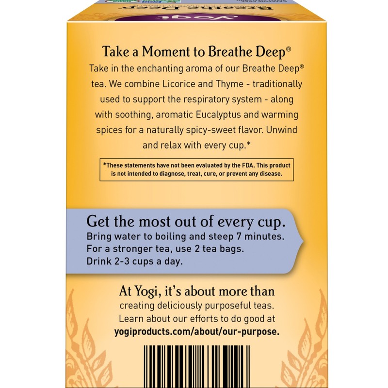 Yogi Tea - Breathe Deep - Supports Respiratory Health - 6 Pack, 96 Tea Bags gallery