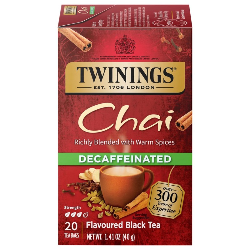 Twinings Decaf Chai Tea 20 Count Bold Spicy Blend with Natural Ingredients