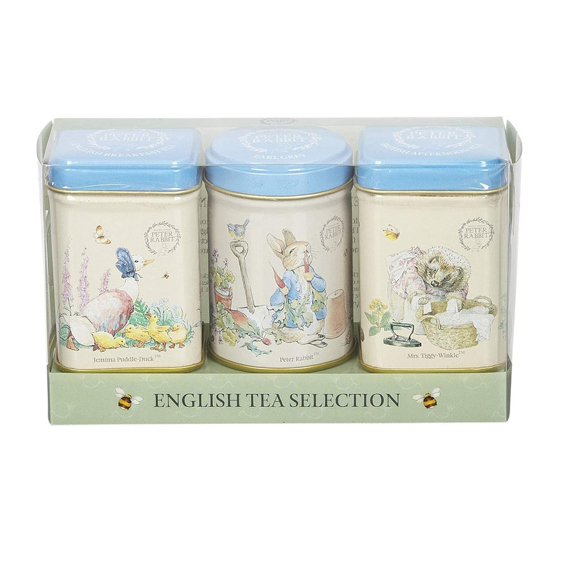 Peter Rabbit 3X Mini Tea Tins with Loose Leaf English Tea, Beatrix Potter Gift,