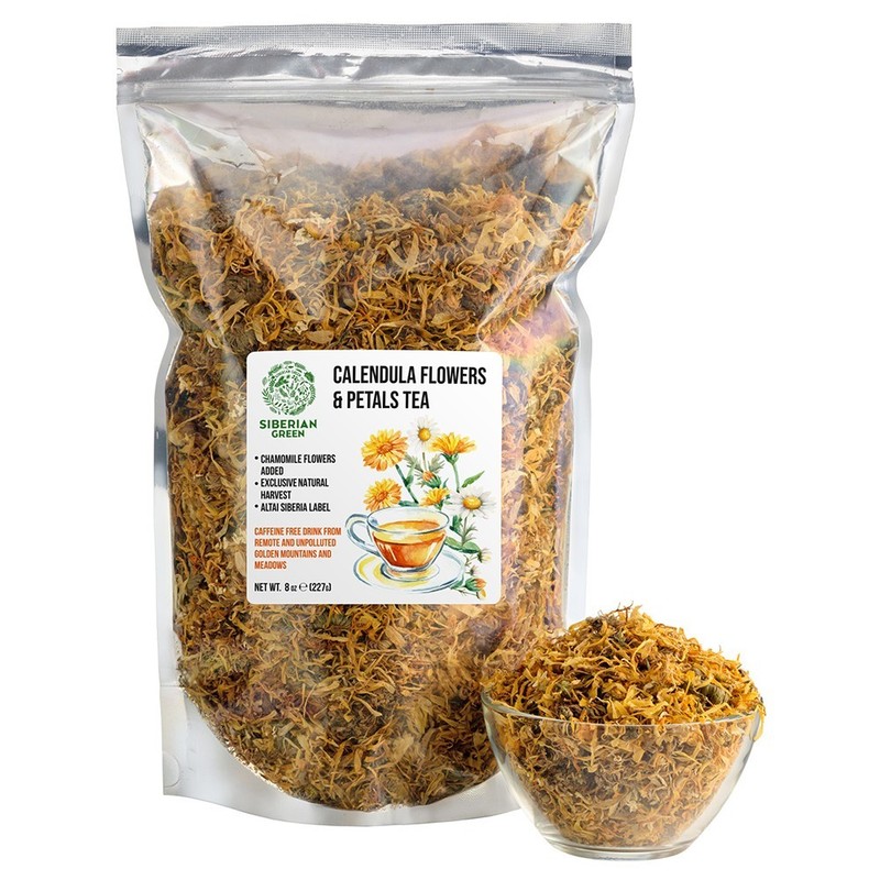Siberian Green Calendula Flowers Petals Tea 227g (8 oz) Dried Marigold Altai gallery