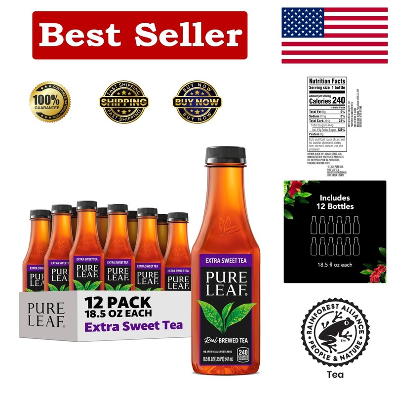 12-Pack Extra Sweet Iced Tea – Real Brewed Black Tea, No Artificial Sweeteners
