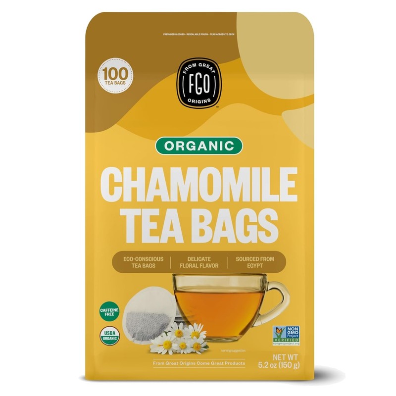 Organic Chamomile Tea Bags - 100 Count Pack