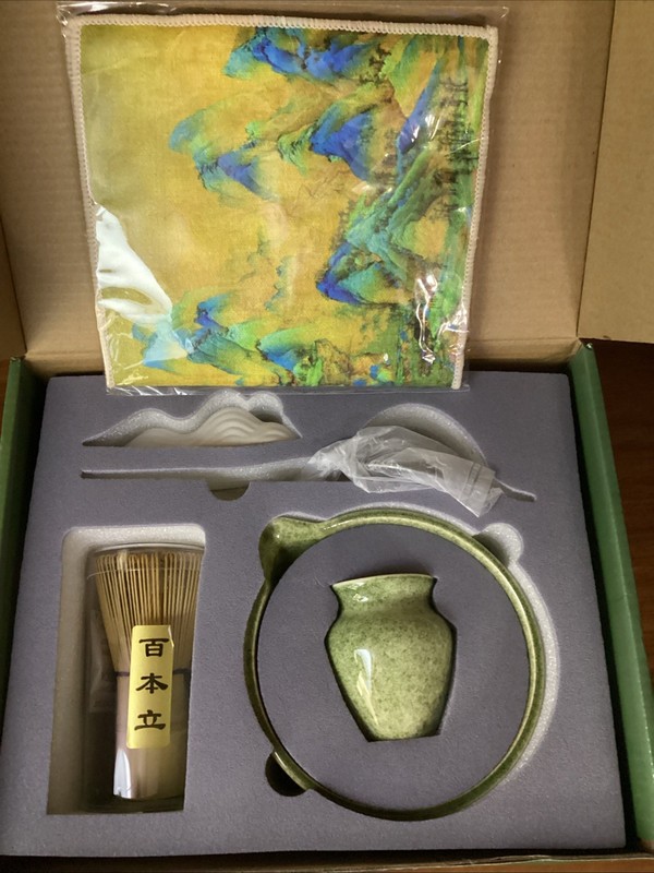 Matcha Tea Set Whisk, Bowl, Scoop, Stand, Cloth~ Ceremonial Made in Japan