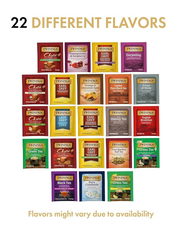 Twinings Tea Bag Sampler Assortment, Variety Pack (22 Count)
