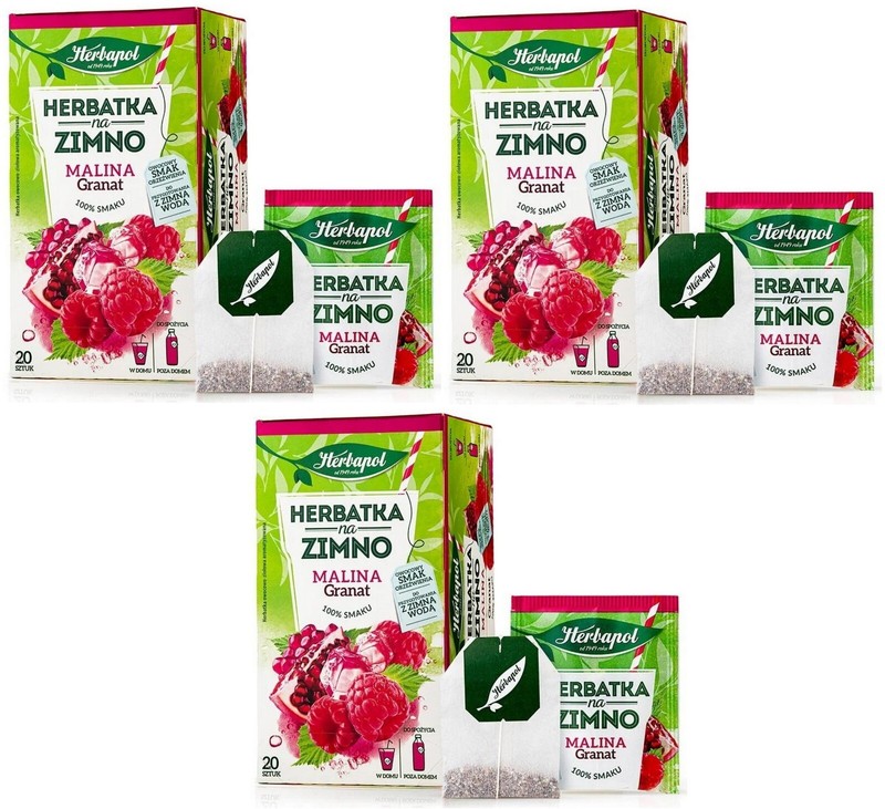 3 x HERBAPOL Cold Tea – Raspberry Pomegranate 3 x 20pcs – 60 bags