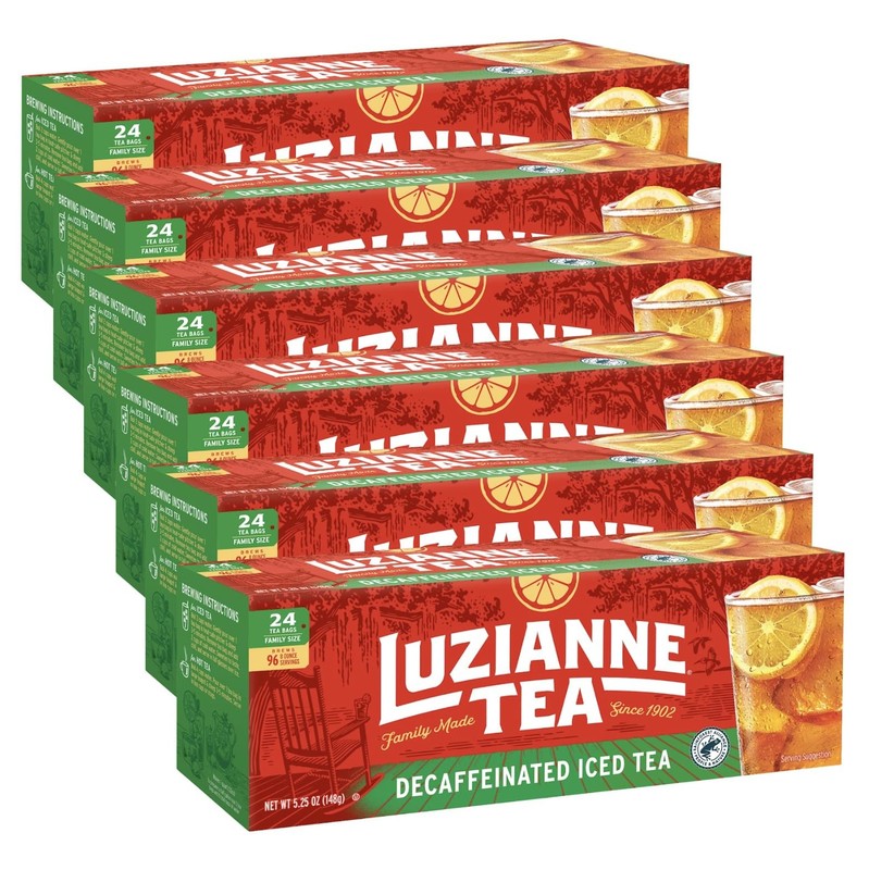 Decaffeinated Iced Tea Bags, Family Size, 24ct Box (Pack of 6)