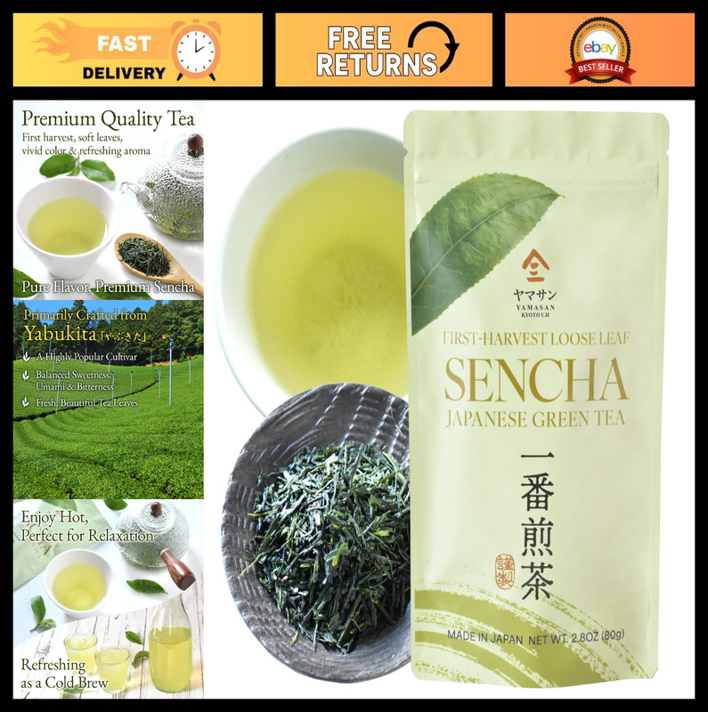 Premium Japanese Sencha Green Tea – 100% First-Harvest Loose Leaf, 80g, Refreshi