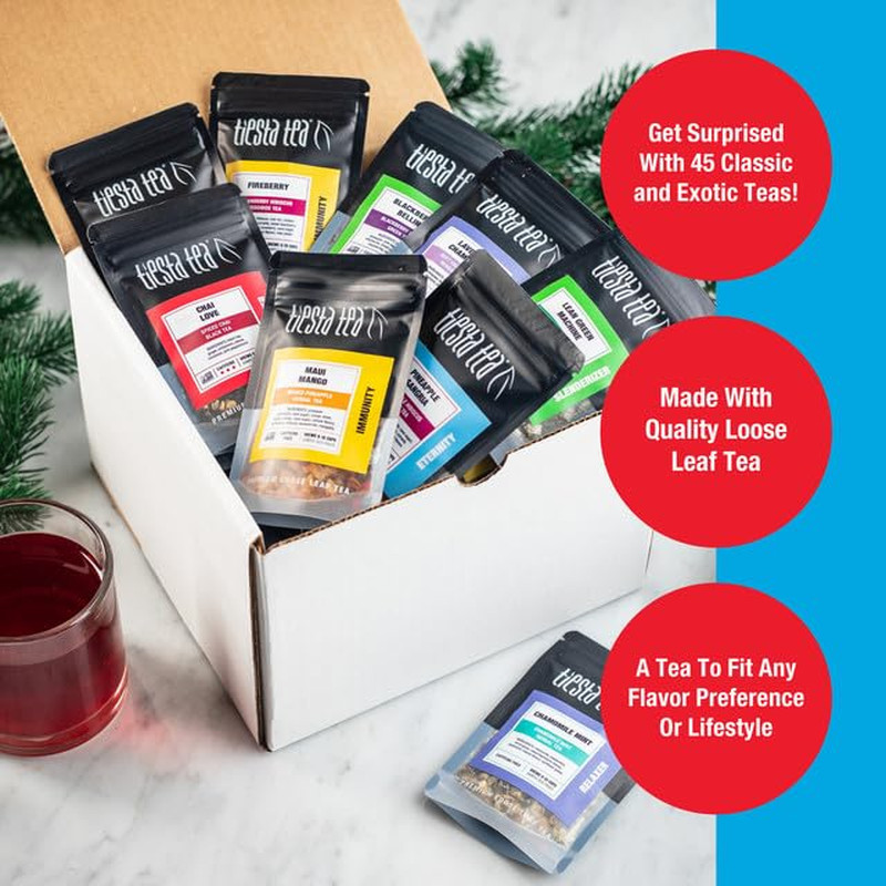 Sampler Set - 45 Resealable Loose Leaf Pouches, Hot & Iced Options gallery