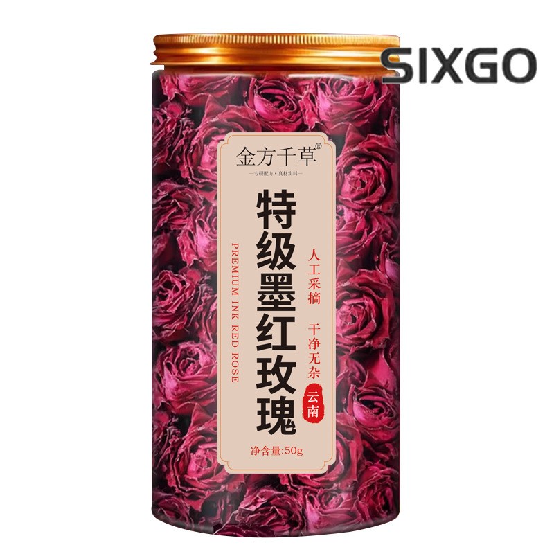 50g Special Grade Ink Red Rose Flower Tea Premium Yunnan Beauty Tea Canned Tea
