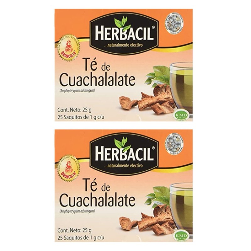 Herbacil Cuachalalate Tea. Stomach Ailments Relief. 25 Bags 0.88 oz. Pack of 2