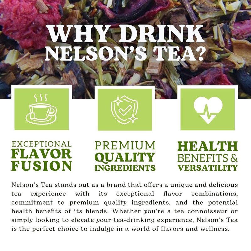Nelson's Tea Raspberry Hibiscus Tea - Caffeine Free, Cut & Sifted Green - 4oz gallery