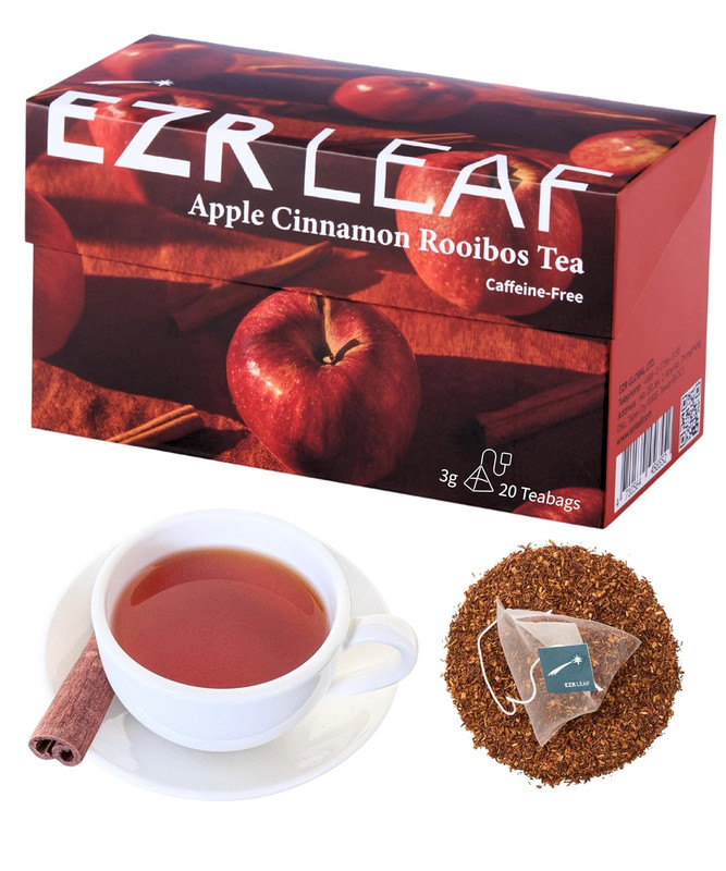 Apple Cinnamon Rooibos Tea Caffeine Free Decaf Herbal Tea, 20 Counts 2.1 Once Py