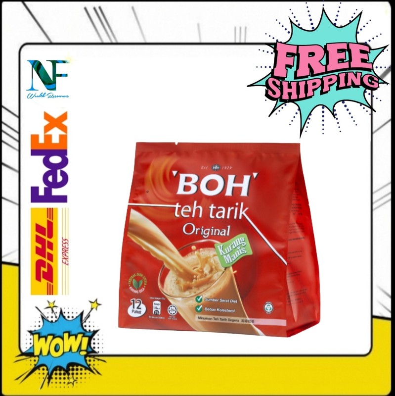 BOH Teh Tarik Original Pulled Tea Less Sugar Instant Tea Mix 12 Stick (27g)