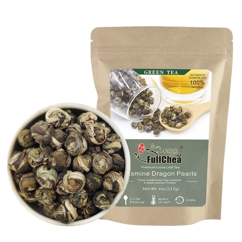 FullChea – Jasmine Pearl Tea – Dragon Pearls – Loose Leaf Green Tea…