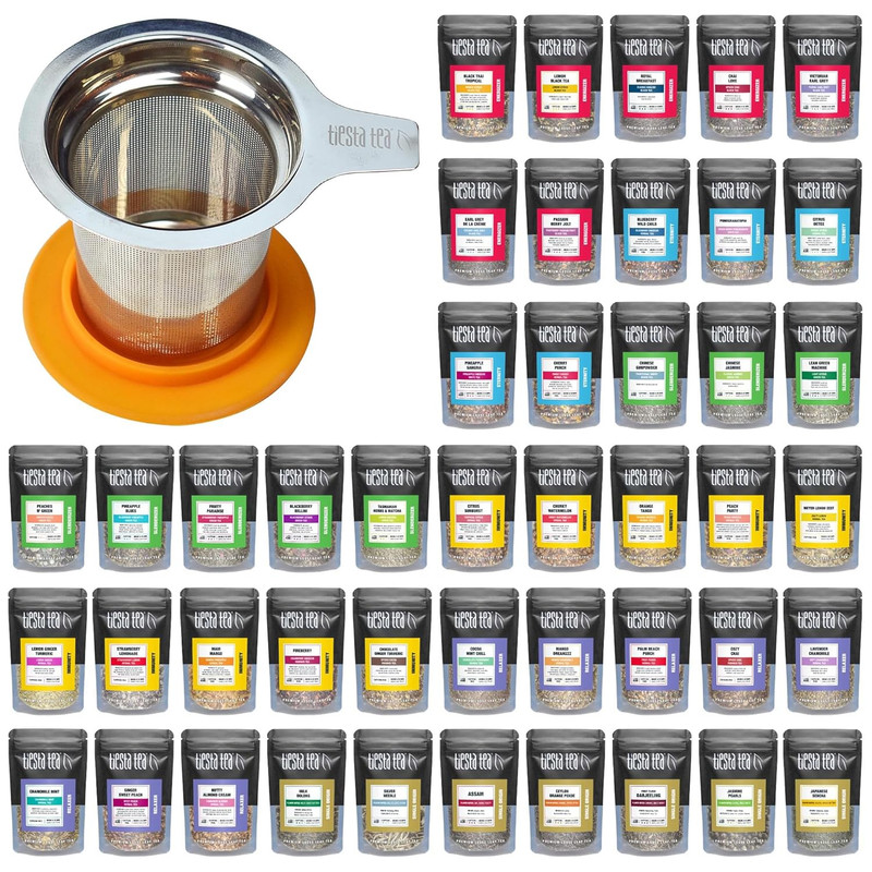 Sampler Set with 45 Pouches & Brewbasket Infuser Bundle