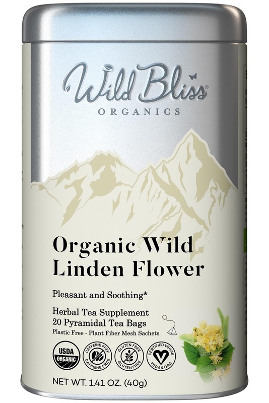 Organic Linden Flower Herbal Tea – Caffeine Free Tisane – 20 Plant Based Tea