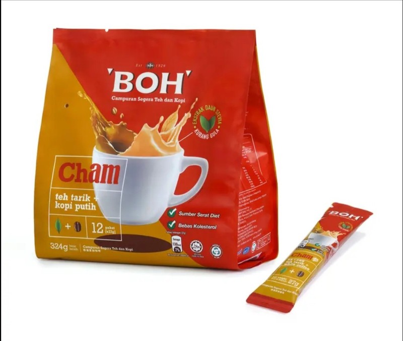 5packs BOH Cham 3in1 Instant Tea Tarik + White Coffee Mix 12 Sticks less sugar