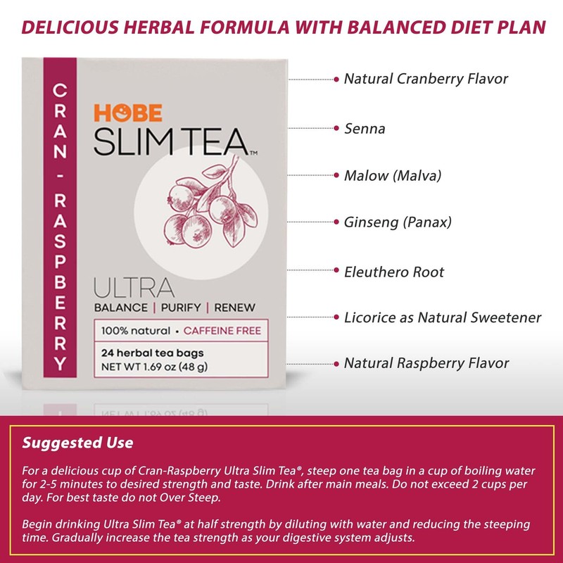 Ultra Slim Tea, Cran-Raspberry, Tea Bags, 24 Count Box gallery