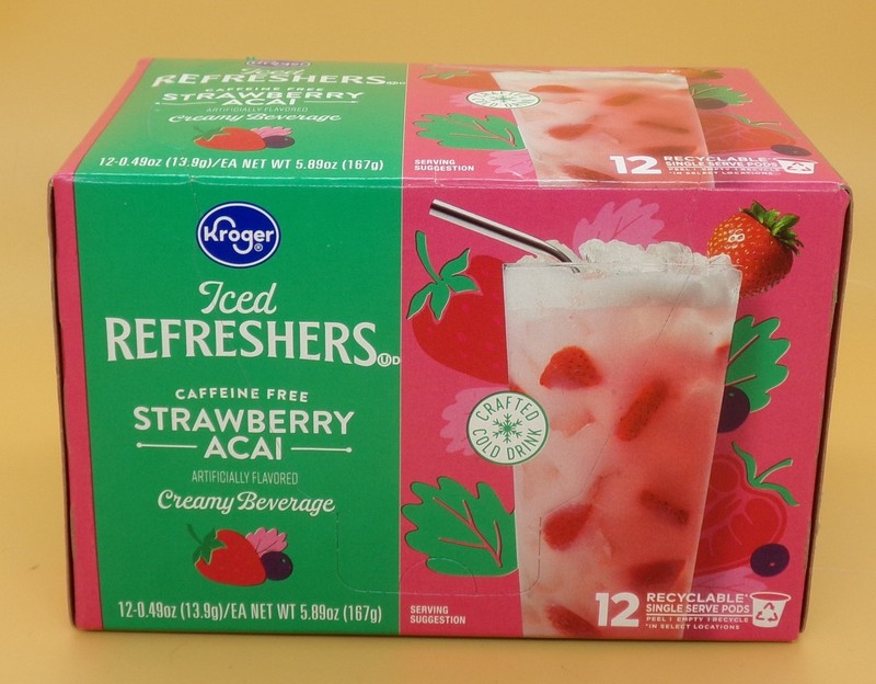 Kroger® Strawberry Acai Iced Refresher Pods, 12 ct Caffeine Free Creamy Beverage