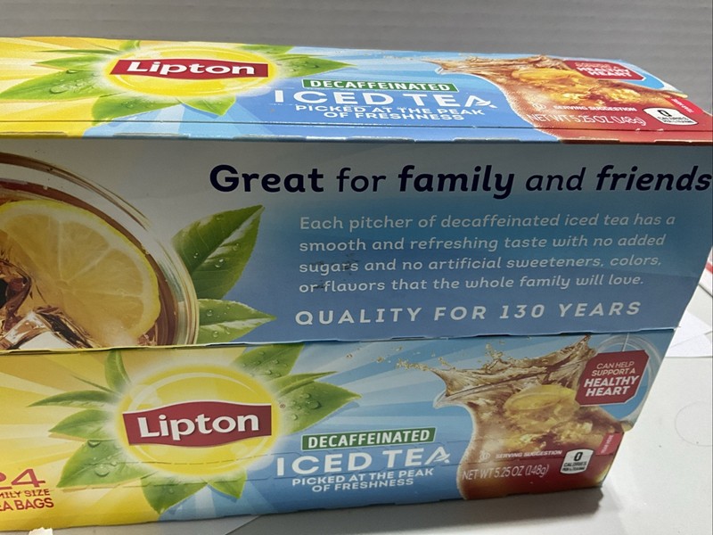 Lipton Decaffeinated Iced Tea 24 Family Size Tea Bags Lot of TWO Boxes New gallery