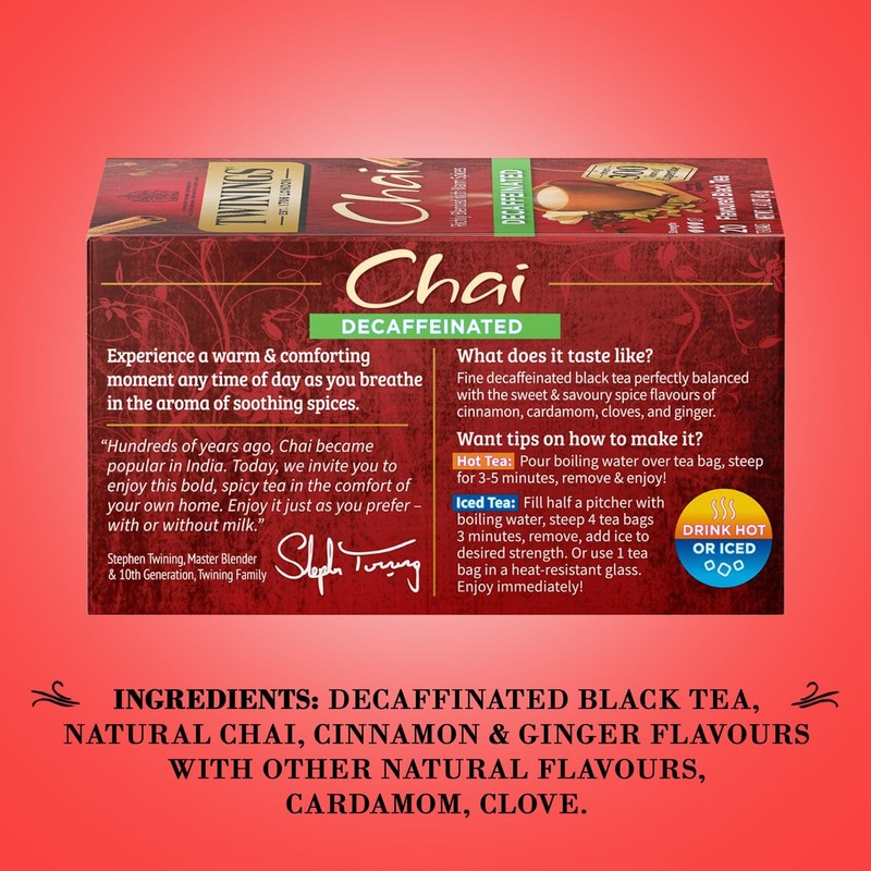 Twinings Decaf Chai Tea 20 Count Bold Spicy Blend with Natural Ingredients gallery
