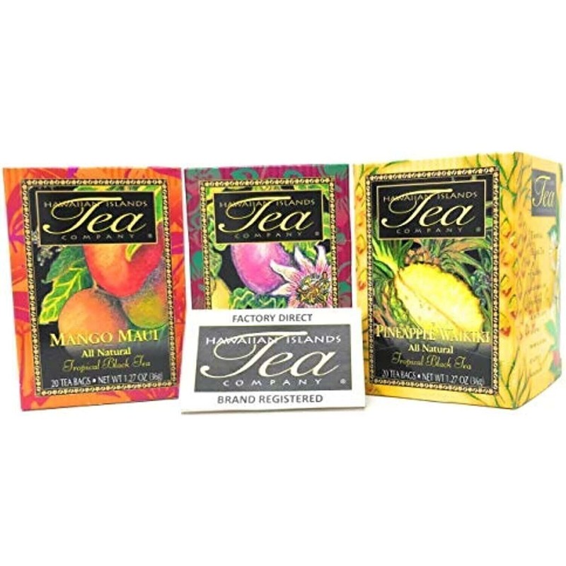 Tropical Tea Gift Set, Mango, Passion Fruit, Pineapple, 60 Tea Bags, 3 Boxes