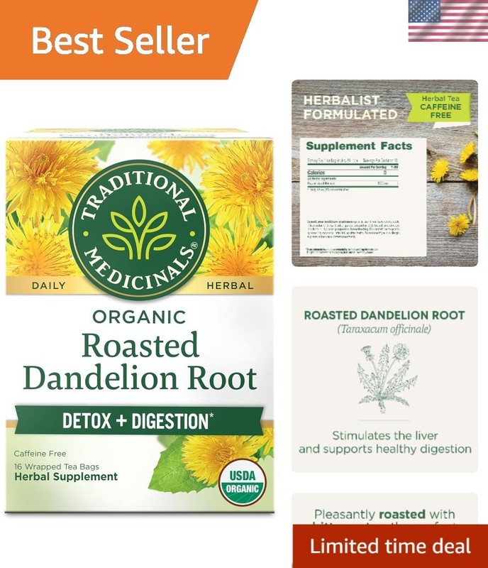 Organic, Roasted, Dandelion Root Tea – Supports Normal Detox + Digestion – Ko…
