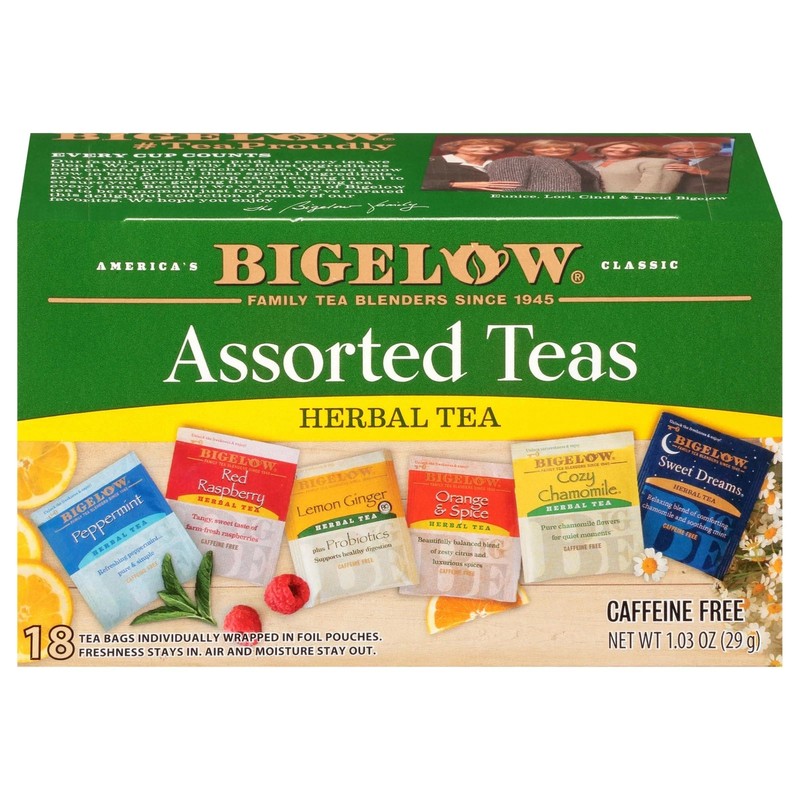Bigelow, Assorted Herbal Caffeine Free Tea Bags, 18 Count