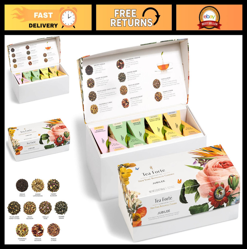 Premium Tea Gift Set – 20 Assorted Blends, Individually Wrapped Pyramid Infusers