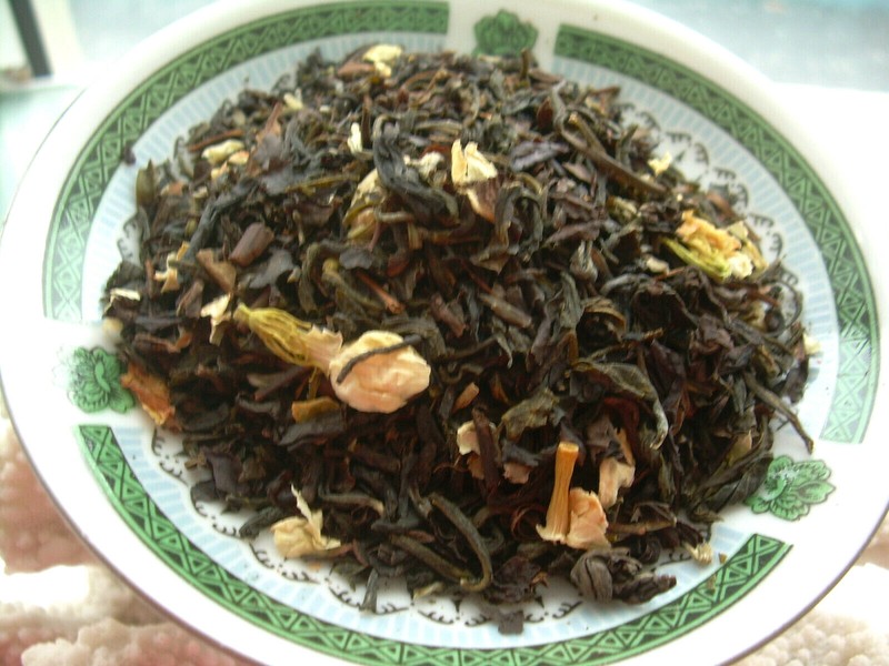 Tea Loose Jasmine Flower Leaf Sencha & Formosa Oolong Green Tea Blend