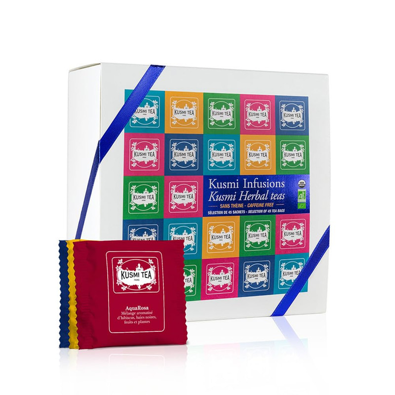 Organic Herbal Tea Gift Set – Caffeine-Free Sampler Box – 45 Tea Bags