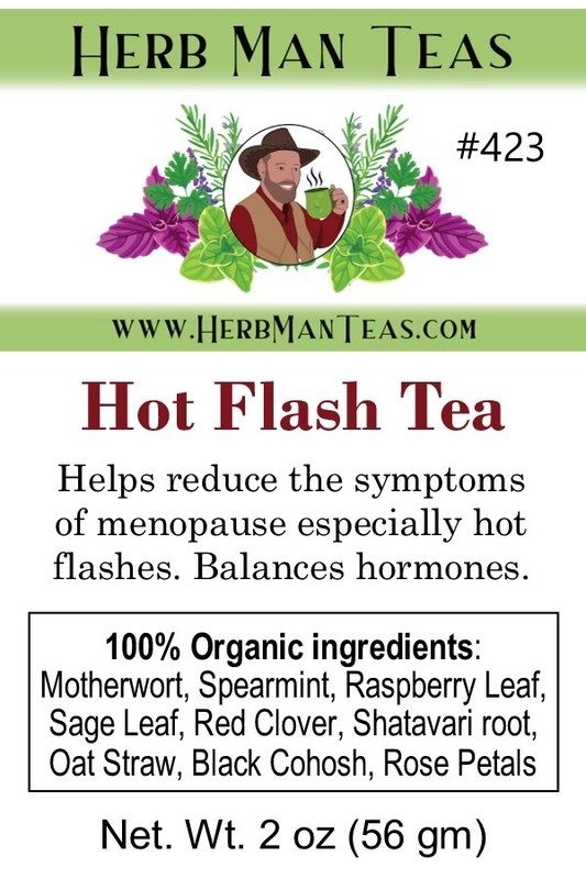 HOT FLASH TEA- for menopause symptoms, especially hot flashes. It works great!