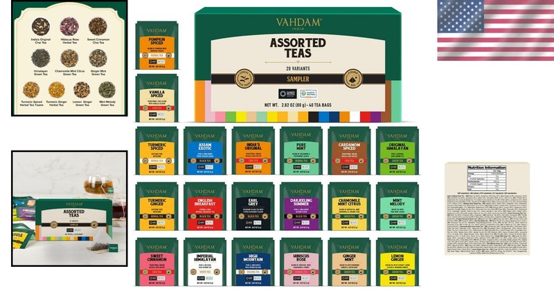 Exquisite Tea Experience: 40 Pyramid Teabags Assorted with 20 Flavors gallery