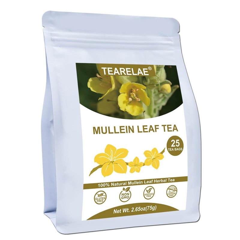 100% Pure Mullein Tea Bags for Immunity Boost – 25 Count, Earthy Flavor