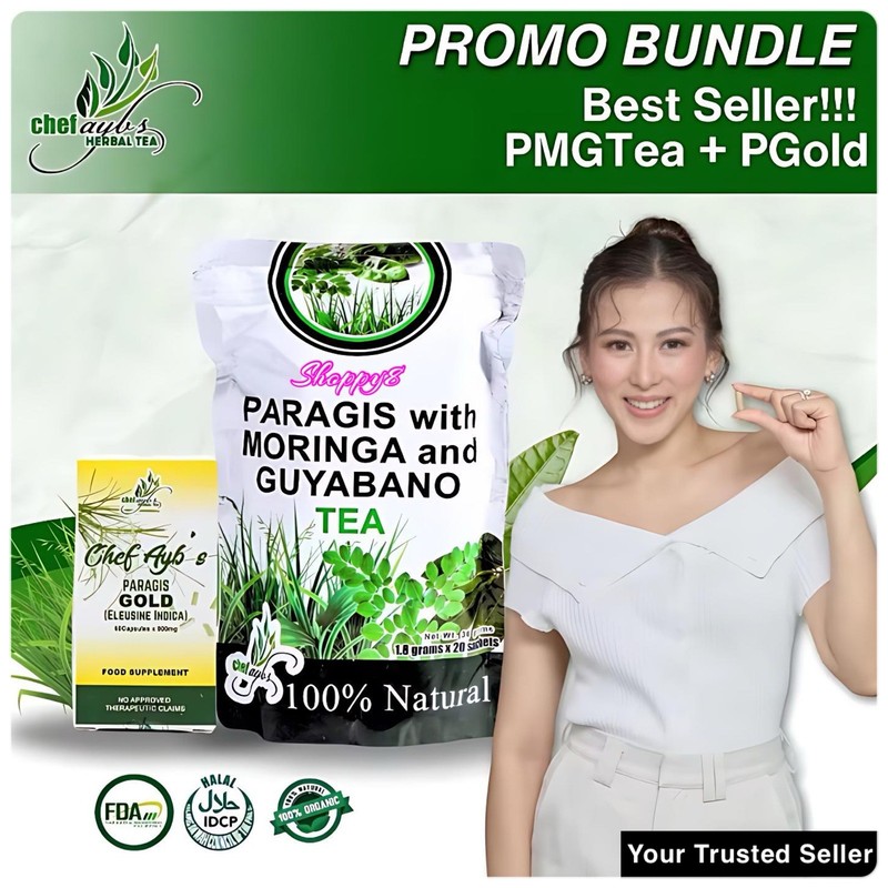 Chef Aybs Paragis Gold 900mg 60 Caps + Paragis Moringa & Guyabano Tea 20 Sachets