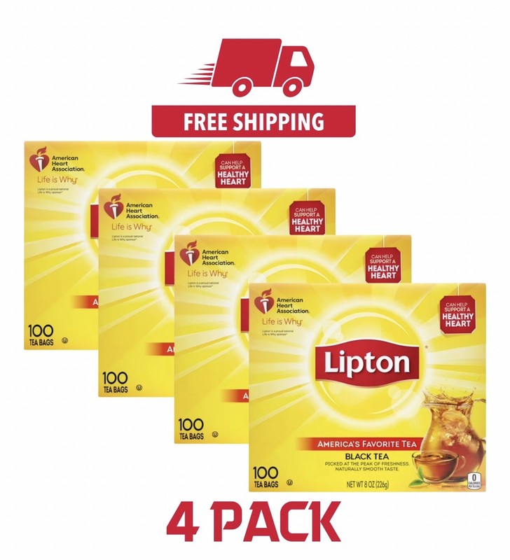 4 Packs – Lipton Tea Bags, Black Tea 100 Black Tea Bags, 400 Ct Total