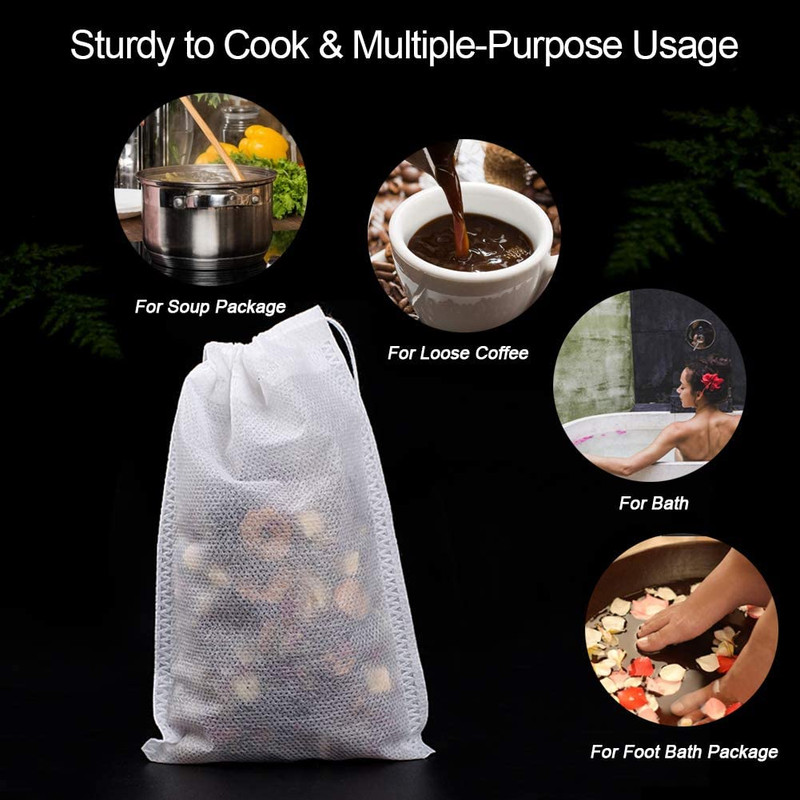 100Pcs Large Tea Bag - Disposable Empty Tea Filter Bags No Mess Mesh Bags with D gallery