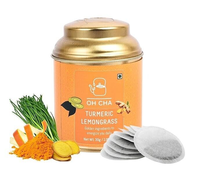 OH CHA – Turmeric Tea with Ginger, Lemongrass 15pcs Eco Friendly Herbal Tea Bag.