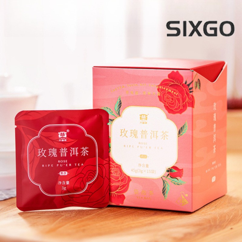 Yunnan Double-petaled Red Rose Ripe Pu’er Tea 15 Packs Rich Aroma Flower Tea Bag