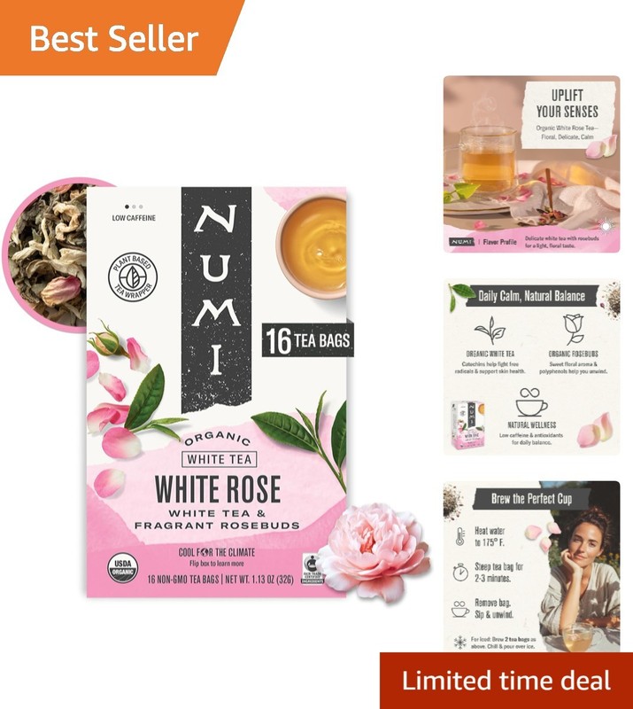 Exquisite 16 Tea Bags of Organic White Tea & Rosebuds – Allergen-Free