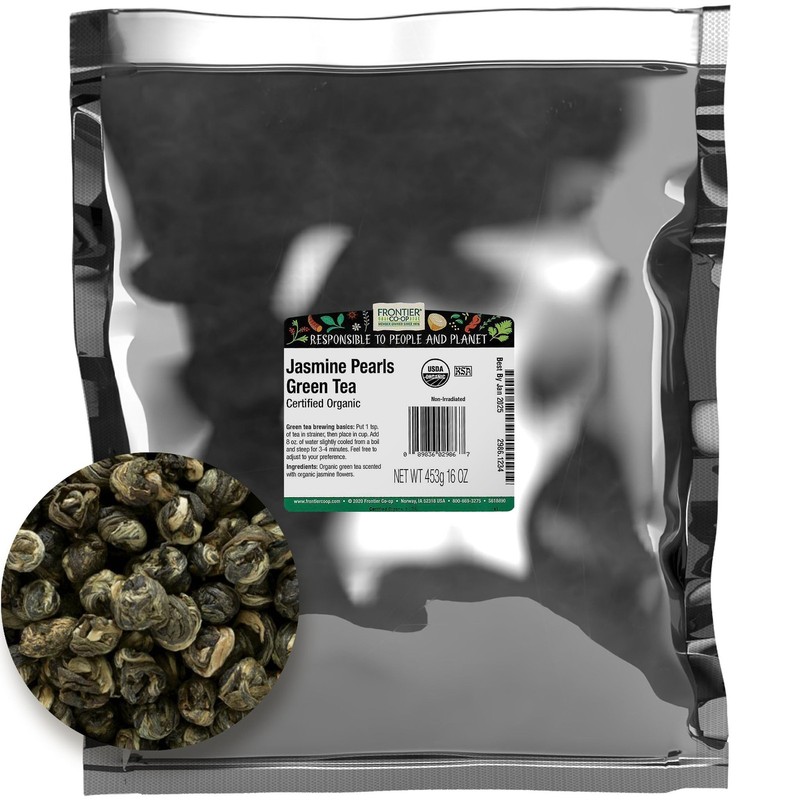 Frontier Co op Organic Jasmine Pearls Green Tea 16 Ounce Bulk Pack