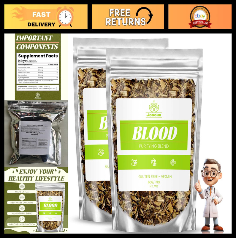 Blood Purifying Blend Tea – All Natural Herbal Detox for Men & Women, 2 Bags