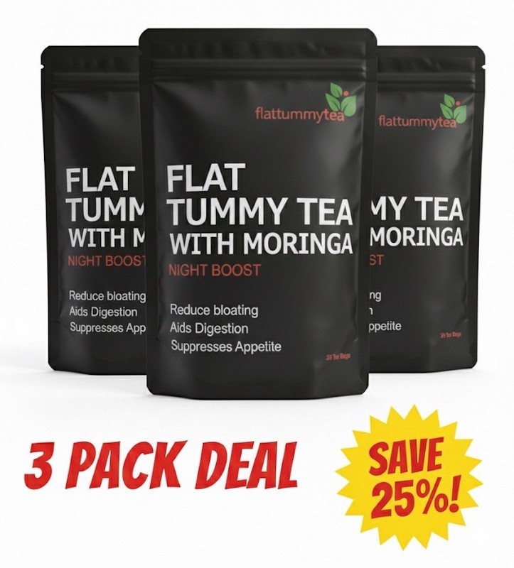 3-PACK Flat Tummy Tea With Moringa Night Boost 28 Tea Bags Slim Tea For Dieting