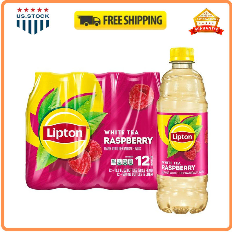 Lipton Raspberry White Tea 16.9oz 12 Pack Bottles Refreshing Drink