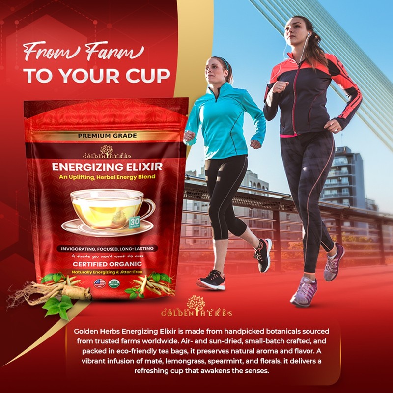 Golden Herbs Energizing Elixir Herbal Tea Natural Energy & Focus Support gallery