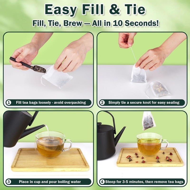 Disposable Empty Tea Bags for Loose Leaf Tea 400Pcs Sachets for Herbs gallery