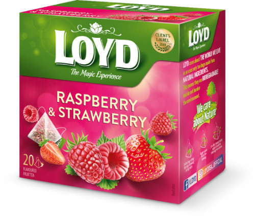 LOYD Raspberry & Strawberry Flavor Fruit Tea Boxed 20 Pyramid Bags gallery