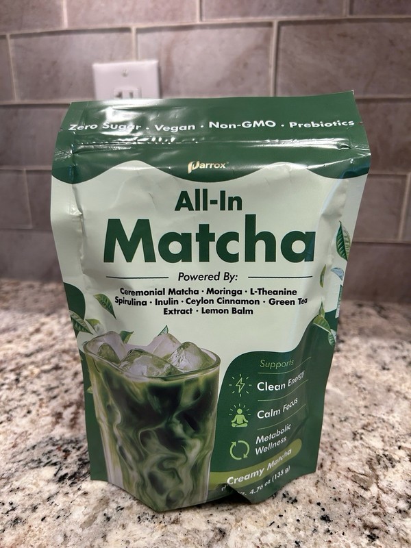 Parrox All-In Matcha Tea Powder, Vegan Non-GMO Prebiotics