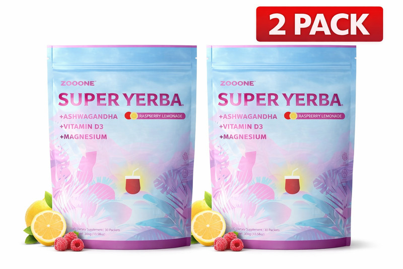 2 Pack Zooone Super Yerba Instant Powder- Raspberry Lemonade –30 Servings